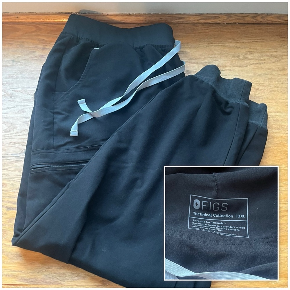 Figs Scrubs Black Technical Collection Pants